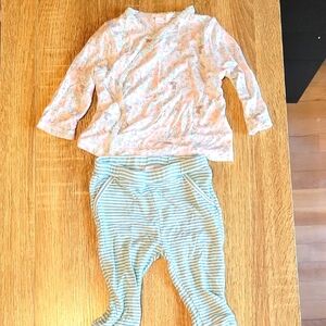 Angel Dear Floral Bunny Kimono Top And Pants Set